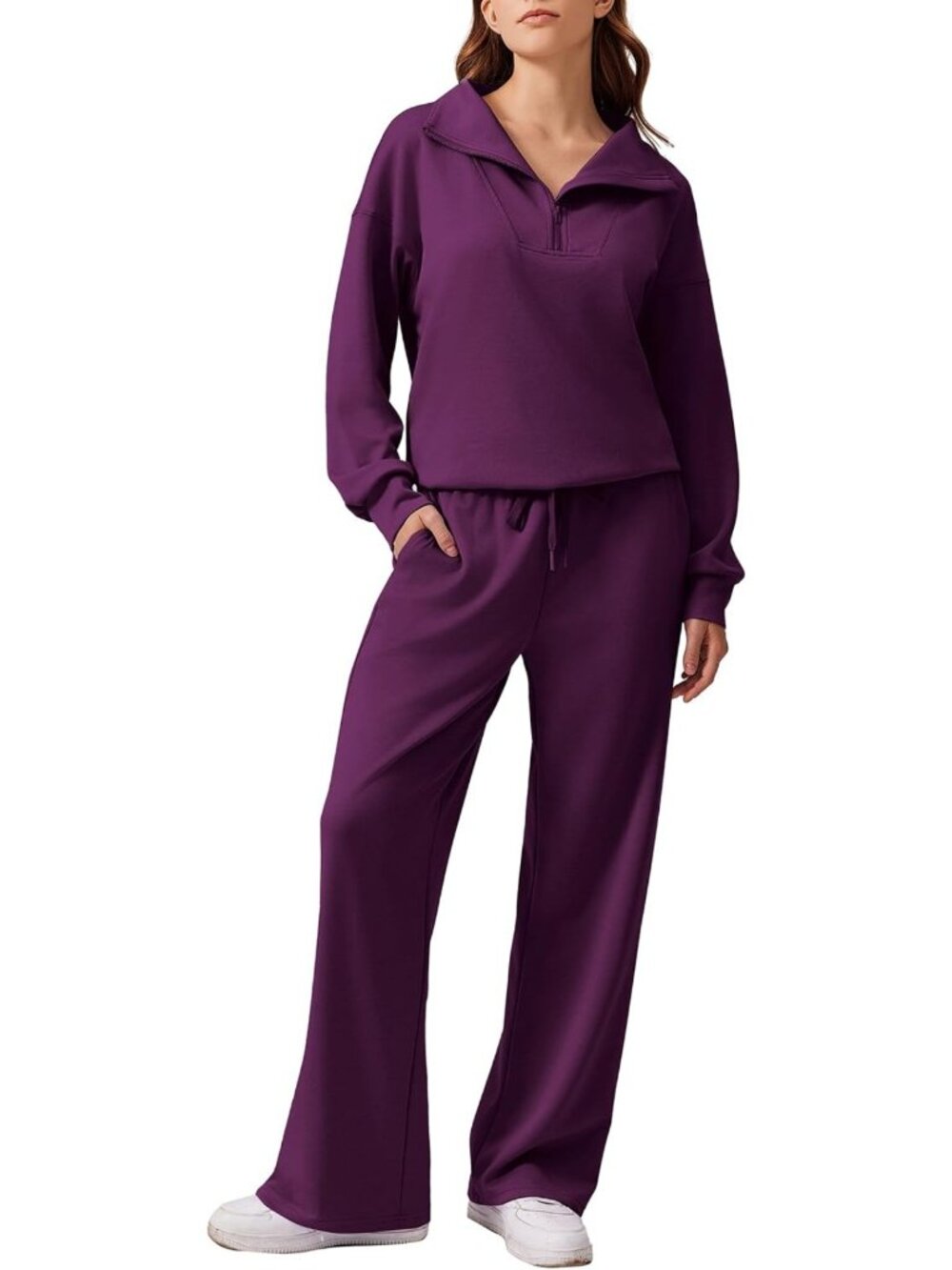 Cozy 2-Piece Lounge Set for Women | 1/4 Zip Matching Fall Outfit